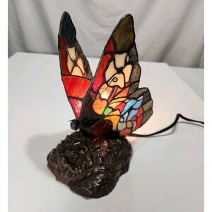 Tiffany Style Night Light‎ Stained Glass Butterfly Vintage  6"W*7"D*9"H